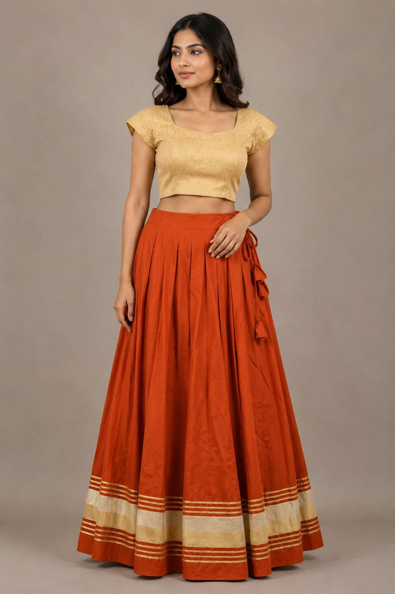 Rust Orange Gota Border Skirt