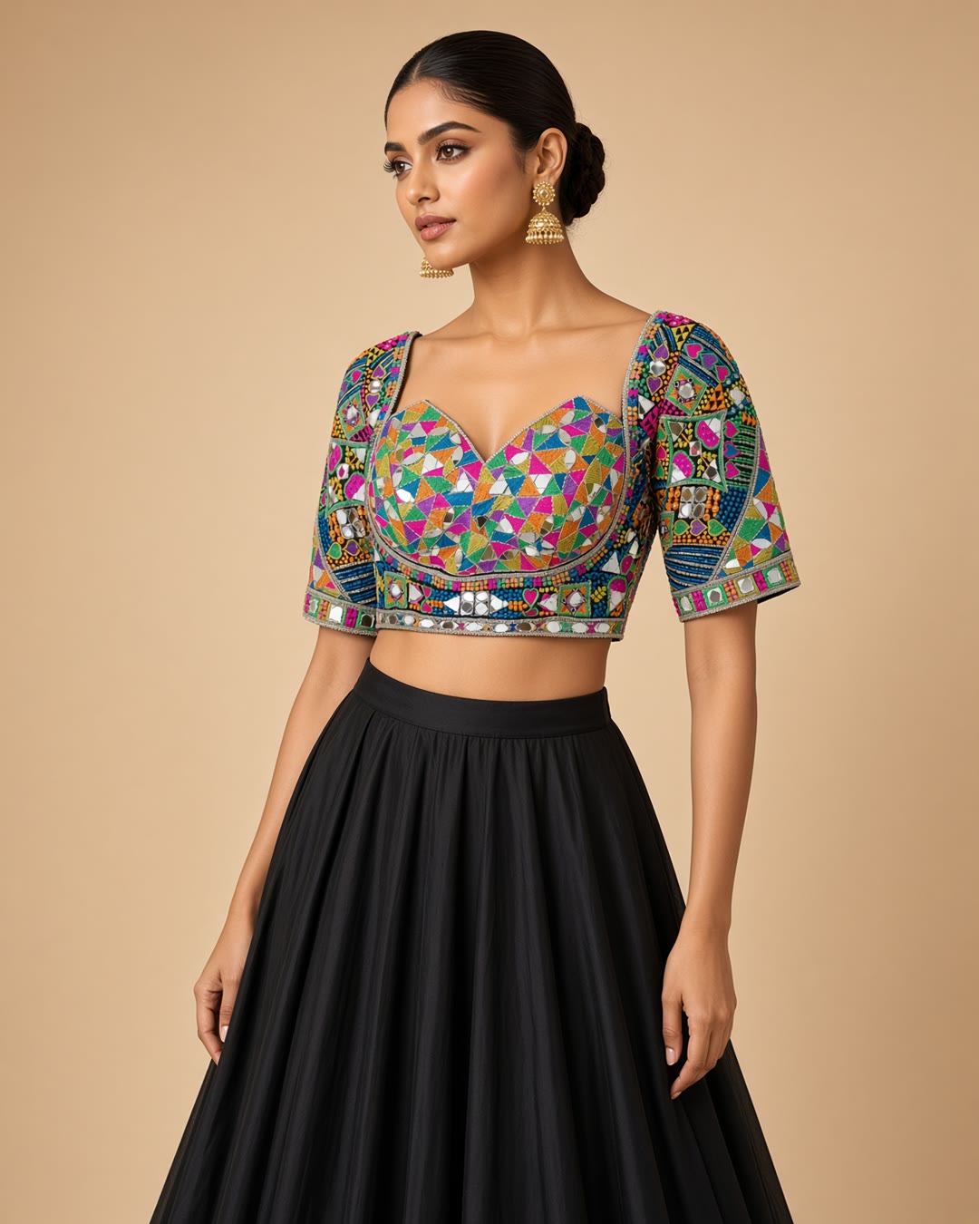 Multicolour Geometric Embroidered Blouse